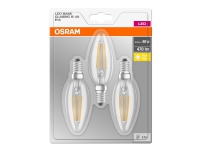 OSRAM - LED-glödlampa med filament - form: B35 - klar finish - E14 - 4 W (motsvarande 40 W) - klass E - varmt vitt ljus - 2700 K (paket om 3)
