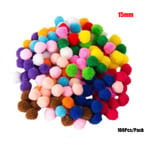 100pcs/pack Mix Color Plush Craft Pompoms Soft Fluffy Balls 15mm