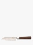 Katana Saya Flame Rainbow Damascus Steel & Rosewood Handle Santoku Knife, 12cm