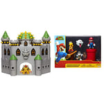 Nintendo Bowser's Castle Super Mario Deluxe Bowser's Castle Playset & 85989-4L Super Mario Brothers Kids' Action Figure Playsets, Dungeon Diorama Set