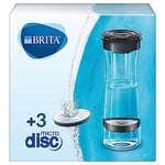Brita Bouteille filtrante Gris Foncé, réduit Le Chlore, Le Plomb et Autres impuretés organiques pour Une Eau du Robinet Plus Pure, sans BPA, 3 filtres MicroDisc Inclus