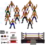 Kvalitets Hög WWE Mini Brottningsfigur Leksakssats Brottningskämpar Leksaker Med Kvadratisk Ring Tillbehör Roliga Miniatyrfigurer Kampfigurer Present