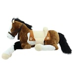 Sweety Toys Peluche 6502 Lucky XXL Cheval géant couché avec Selle Marron Beige