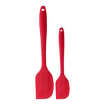 (Large + Small Red)Long Handle Silicone Scraper Blenders Cooking Baking