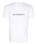 Givenchy Mens Reverse Paris Logo Print Oversized T-Shirt in White Cotton - Size Small