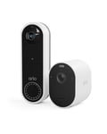 Arlo Essential Wireless Video Doorbell, 1080p HD, WiFi, Motion Detection & Pro 5 Security Camera, 2K HDR, Wireless CCTV, 8-Month Battery, Colour Night Vision, 2-Way Audio, Built-in Siren, White