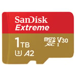 SanDisk 1TB Extreme microSDXC card + SD adapter + RescuePRO Deluxe, up to 190MB/s, with A2 App Performance, UHS-I, Class 10, U3, V30