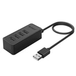 Orico USB-A Hub 4x USB-A 2.0 / mikro-USB 5V, 1m - Svart