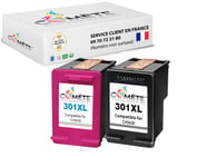 2 Cartouches compatibles HP 301XL Noir+Couleur