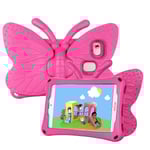 Butterfly Samsung Galaxy Tab A7 Lite 8.7 T220/t225 2021 Fodral, Barnvänligt, Eva Mjukt Skummaterial, Tjocka Fyra Hörn, Kameraskydd, Stöttåligt Rose Red