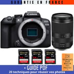 Canon EOS R10 + RF 24-240mm F4-6.3 IS USM + 3 SanDisk 64GB Extreme PRO UHS-II SDXC 300 MB/s + Guide PDF '20 TECHNIQUES POUR RÉUSSIR VOS PHOTOS