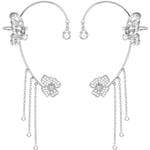 Fjärils tofsar stil zirkon örhängen, 1 par blomma frans långa örhängen. Blanka icke-piercade fjärilsörklämmor