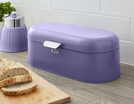 Swan Retro Bread Bin Kitchen Storage Easy Open Lid w/Chrome Plate Handle -Purple