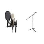 RØDE NT2-A Versatile Large-diaphragm Condenser Microphone & TIGER MCA68-BK Microphone Boom Stand Mic Stand with Free Mic Clip Black