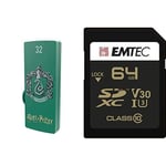 Pack Support de Stockage Rapide et Performant : Carte SD - Clé USB - 2.0 - Série Licence - Harry Potter Slytherin - 32 Go + Gamme Speedin - Classe 10-64 GB