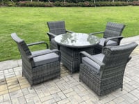 Outdoor Rattan Garden Furniture Dining Set Table And Chair Set Wicker Patio 4 Chairs Plus Round Table