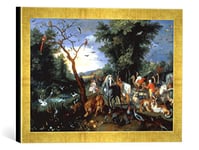Kunst für Alle 'Image encadrée par Jan Brueghel Le Jeune J. Brueghel d.J., Arche de Noé Impression d'art dans Le Cadre de Haute qualité Photos Fait Main, 40 x 30 cm, Doré, Raya