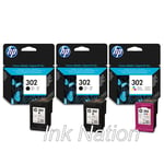 2x Genuine HP 302 Black & 1x Colour Ink Cartridge For OfficeJet 3833 Printer