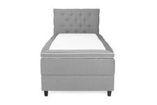 OAKHAM Komplett Sängpaket Säng med Förvaring 90x200 Ljusgrå - Royal Hög Sänggavel 90 cm