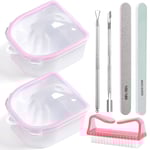 Nagelblötläggningskopp, Gelnagellackborttagningsset, Manikyrskål för Hand, Dip Powder Remover Verktyg, Nagelblötläggningskopp för Akrylnaglar, Nagelborste Verktyg rosa