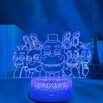 Nattlampa Anime Five Nights at Freddy's Sovrumslampa Dekor Födelsedagspresent Five Nights at Freddy's 7 Färger Akryl Ljus för Barn