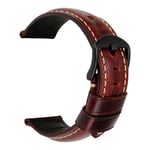Accessoires de Montre watchbands 18mm - 26mm Brown Vintage Huile de Cire de Montre en Cuir Bande Rouge B 26mm