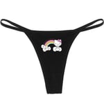 Hellokitty Ren bomull Tunn rem Sexig stringtrosa Låg midja Sömlös Anime Cartoon Kuromi Underkläder för kvinnor Enkla ribbade T-byxor BLACK 2 XL