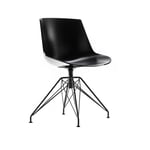MDF Italia - Flow Chair, Black Shell, Matt Graphite Grey Frame, LEM 4-Legged Base