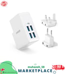 Anker 4-Port USB Wall Charger UK& EU Travel Plug Adapter for iPhone XS Galaxy S8