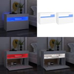 Sängbord med LED-belysning 2 st vit 60x35x40 cm konstruerat trä - Sängbord - Säng Bord - Home & Living