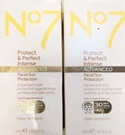 No7 Protect & Perfect Intense Advanced Facial Sun Protection SPF30 50ml X2 New