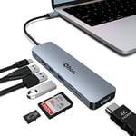 Hub C USB Adaptateur USB C, 7 en 1 Station d'accueil Adaptateur USB C compatibles avec MacBook, Surface Pro/Go, Dell (4K HDMI, 3 USB 3.0, 100W PD, SD/TF)