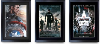 HWC Trading A3 FR Captain America Movies Collection Posters Chris Evans Signed Printed Autograph Film Print Photo Picture Display All 3