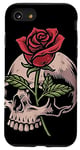 Coque pour iPhone SE (2020) / 7 / 8 Rose passant par le crâne gothique motard tatouage emo thème mort