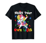 Cute Shine Your Own Light Unicorn Autism Awareness Girl T-Shirt