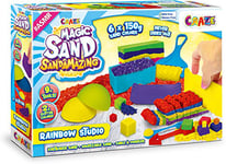CRAZE MAGIC SAND Sandamazing Studio arc-en-ciel Sable magique Enfant 900g Sable cinétique 6 couleurs avec 11 accessoires Sable à modeler Activités manuelles pour enfants 32435