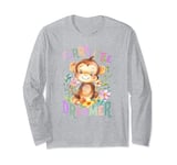 baby monkey with flowers little dreamer ape monkeys daughter Long Sleeve T-Shirt