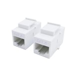 Maxhood CAT6 RJ45 Keystone Coupler, RJ45 Connector CAT6 Female to Female Ethernet Adapter CAT 6/5e/5 Double Jack Ethernet Connector 8P8C Extender Network Cable Inline Modular, White(2-Pack)