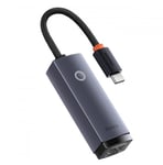 Baseus Lite Series-adapter USB Typ C - RJ45 LAN-uttag 100 Mbps grå (WKQX000213)
