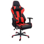 Fauteuil chaise de bureau gamer - [MARQUE] - [Modèle] - mécanisme de bascule - similicuir noir/rouge