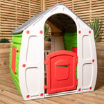 1.09m Grey & Green Kids Indoor Outdoor Plastic Wendy House Magical Playhouse