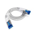 KabelDirekt – Cable Ethernet plat, particulièrement flexible – 1 m (CAT7, Câble LAN/câble réseau, 10 Gbit/s, fiche RJ45, adapté à la pose, pour une vitesse de fibre maximale, blanc)