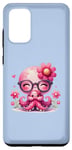 Galaxy S20+ Blue Background, Cute Blue Octopus Daisy Flower Sunglasses Case