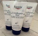 3x 75ml Eucerin Urea Repair Plus 5% Urea Hand Cream, dry, rough hands