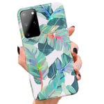 Galaxy S20 Plus Case,Floral Leaves Pattern Protective Cover Girls Glossy TPU Bumper Cases for Samsung Galaxy S20 Plus 6.7 Inch (2020) Ks Green Leaves