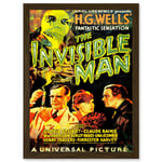 The Invisible Man Hg Wells Classic Horror Sci Fi USA A4 Artwork Framed Wall Art Print