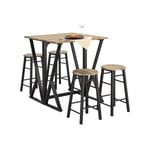 Rootz 5-delade matsalsset - Fällbart bord med 4 stolar - Kompakt matsalsset - Justerbar bordsstorlek - Platssnål design - MDF-fanerskiva - Metallram -