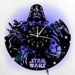 Beach Love Star Wars Clocks LED Night Light Vinyl Wall Clock Decoration Darth Vader BirthdayParty Wall Decoration Gifts for Star Wars Lovers/ Kids/Boys/Men