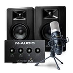 M-Audio Recording, Streaming and Podcasting Bundle – M-Track Duo USB Audio Interface, BX3 Stereo Speakers and Marantz MPM-1000 Condenser Microphone