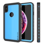 PunkCase iPhone XS Waterproof Case, [StudStar Series] [Slim Fit] [IP68 Certified] [Shockproof] [Dirtproof] [Snowproof] 360 Full Body Armor Cover Compatible W/Apple iPhone XS [Light Blue]